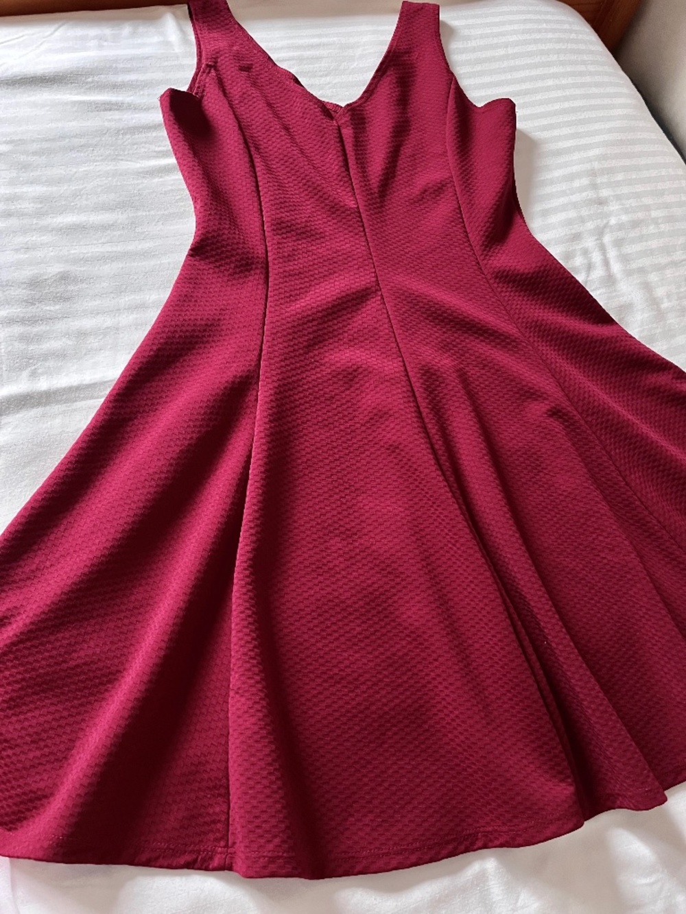 Rebel Sugar - Red V-Neck Flared Midi Dress